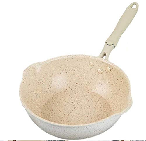 OQHAIR 20Cm Maifan Pierre Wok Poêle Antiadhésive Poêles À Frire en Aluminium Ménage Japonais Wok Cuisine Petit Déjeuner Pot (Taille : 20cm) (Blanc 20cm)