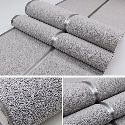 Juodkeo Faux Hirschfell Vliestapete für Wohnzimmer, 3D Moderne Beflockungstapete für Schlafzimmer, TV Hintergrund, Nicht Selbstklebend, 0.53x9.5m, Silber