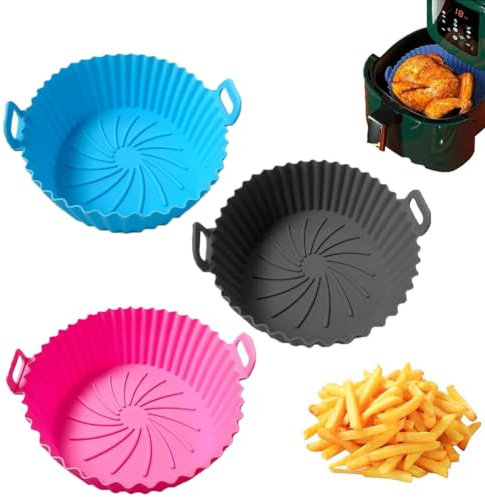 3 Pièces Panier Friteuse en Silicone,Air Fryer Silicone Pot,Accessoire Air Fryer Pot,Silicone pour Friteuse à Air,Air Fryer Silicone Pot Panier,pour Four,Micro-Ondes,Friteuse à Air.