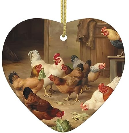 Bauernhof Hühner Druck Personalisierte Weihnachtskugel Keramik Weihnachten Hängende Ornament Weihnachtsbaum Dekoration Für Freund Freundin Frau Xmas Geschenke