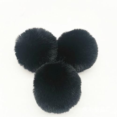 Egurs 20 Stück Kunstfell Bommel Bunte Bommeln bälle Pompon Flauschiger Fellpompon Faux für Damen und Mädchen Tasche Mützen Schals Schlüsselanhänger Deko Zubehör 8cm Schwarz 20 Stück