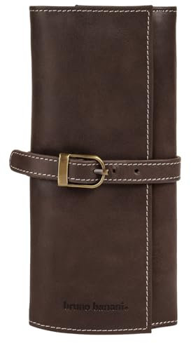bruno banani Schmuckrolle Echt Leder Damen | Elegante Leder-Aufbewahrung mit 2 Reißverschlussfächern und abnehmbaren Einsätzen | 021908