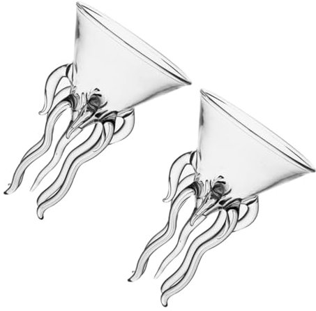 UTHCLO 2pezzi Bicchieri Cocktail in Vetro Eleganti Con Stelo Rialzato Coppette Per Mojito e Succhi Calici Creativi Per Feste e Uso Domestico