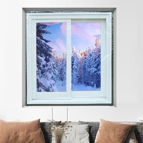 Kit Isolant pour Porte et Fenêtre,Film D'isolation de Fenêtre pour L'hiver,Protection Contre le Froid,Rideaux Isolants à Couverture Thermique Transparente,Personnalisé (90x160cm)