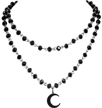 Moguri® Gothic Boho Y2k - Collana a forma di luna con stella, collana gotica, per Halloween, regalo di Natale per donne, Nero