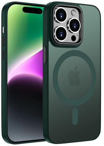 ORDA Magnetisch Hülle für iPhone 14 Pro Max 6,7 Zoll Kompatibel mit MagSafe,für iPhone 14 Pro Max Case Durchscheinende Matt Handyhülle Rückseite Dünn Stoßfest Schutzhülle Grün