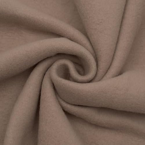 STOFFKONTOR Baumwolle Fleece Stoff - Öko-Tex Standard 100 - Meterware, Farbe Taupe - zum Nähen von Bekleidung, Decken, Dekoration, zum Basteln uvm.