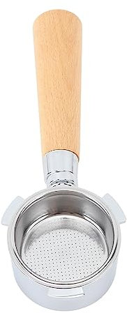 Tyenaza 51 Mm Bodenloser Siebträger, Aluminiumlegierung, 3 Ohren, Bodenloser Siebträger, Siebträger Mit Holzgriff Für Kaffeemaschine(Holzfarbe)