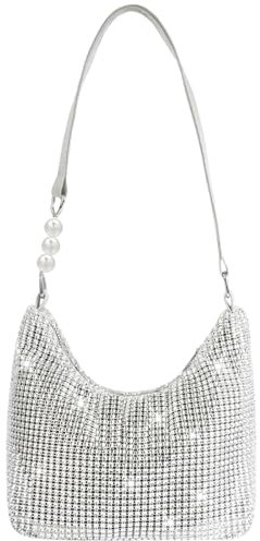 OSDUE Damen Clutch Glitzer, Strass Clutch Geldbörsen Glitzer Abendtasche Umhängetasche, Kristall Schultertaschen für Hochzeit Party Freizeit Date (41 * 14 cm)