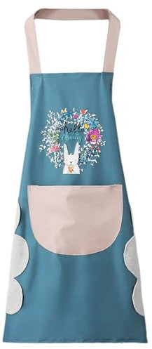 DHSBGWSX 1 Pieza Delantal De Mujer, Delantal De Mujer Con Bolsillos, Delantal De Cocina De Mujer, Delantal Impermeable De Mujer, Delantal De Cocina De Hombre (Azul)