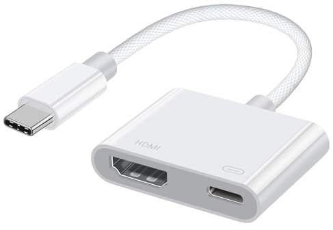 NCGGY USB C to HDMI Adapter, Type C to HDMI 4K HD Video & Audio Sync Screen Converter, Compatible with iPhone 15/15 Pro, iPad Pro, Samsung Galaxy S24, MacBook Pro/Air, Huawei P40/P30