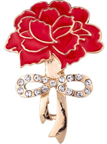 Zghhc Broche Fleur Œillet Rouge pour Femmes, Épingles À Revers en avec Nœud Papillon, Bijoux Cadeau pour Fête De Mariage