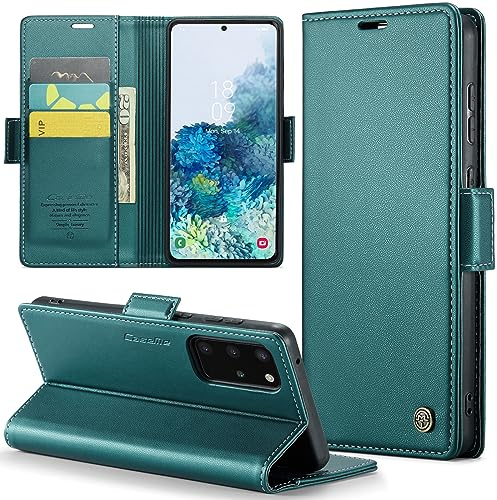 Phernykas Handyhülle für Samsung Galaxy S20 Plus Hülle Leder,Magnetische Klapphülle mit kartenfach und Standfunktion Smartphone Schutzhülle Lederhülle Samsung S20 Plus Flip Book Case (Blaugrün)
