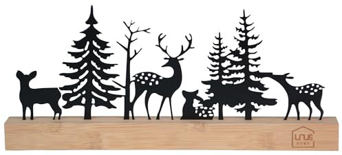 UNUS Aufsteller Silhouette Wald Hirsche und Rehe schwarz