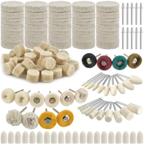134Pcs Polishing Buffing Wheel,Polishing Buffing Wheel Wool Felt Polishing Kit,Buffing Wheels for Rotary Tool Accessories with 1/8”Shank, Abrasive Wheel Buffing Polishing Wire Brushes Kit