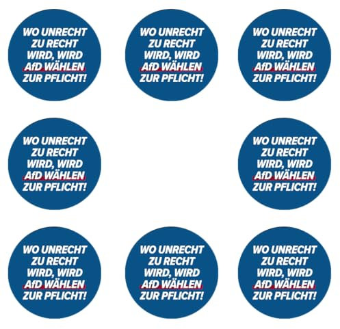 48 Stück Aufkleber 4cm rund Wo Unrecht zu Recht wird wird AfD wählen Pflicht Sticker Sparpack gut haftend Aktiv werden 4 cm
