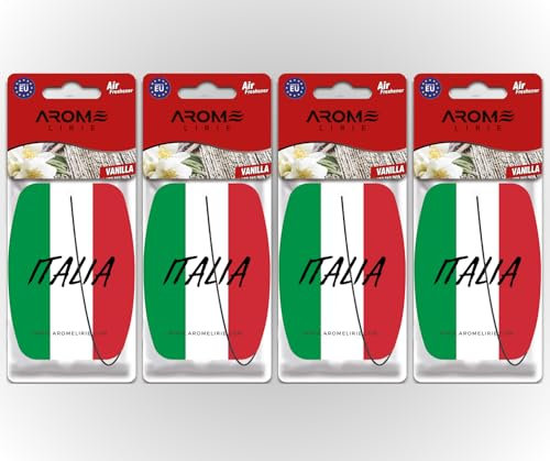 Italienischer Duftbaum – Frischer Duft für Auto, Büro und Zuhause Italien Duftanhänger 4-er Pack Duftbaum in den Düften New Car, Black ice, Vanilla, Cherry (Vanilla, 4er Set)