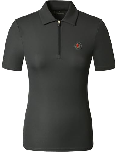 Covalliero - Damen Poloshirt Anniversary – Polo Shirt mit Kragen & Reißverschluss – Kurzarm Sportshirt – atmungsaktives & leichtes Reitshirt – Reitbekleidung in Graphite & 5 Größen