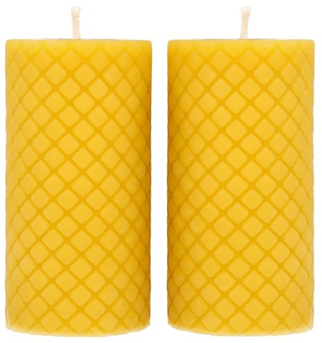 Danilovo Stumpenkerzen aus 100% Bienenwachs – Bienenwachskerzen in Premium-Qualität, Luxuriöses Accessoire für ein Gemütliches Zuhause (2 Stk., 5 x 10 cm, Brenndauer 20 Std)