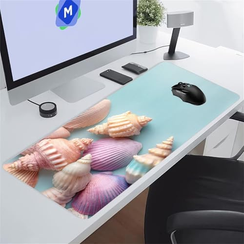 Grand Tapis de Souris Gamer Tapis de Souris XXL 1500x800x2 mm avec Base en Caoutchouc Antidérapant Grand Tapis de Bureau pour PC, Ordinateur Portable (Coquillage)