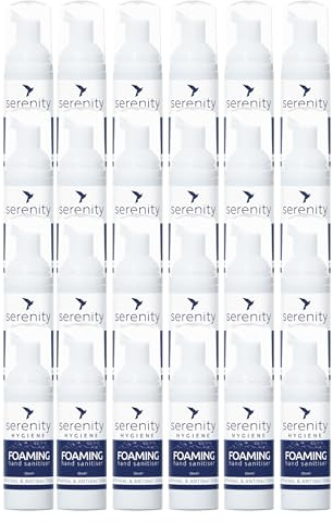 Serenity Hygiene Alcohol Free Foaming Hand Sanitiser 50ml - Unscented Antibacterial Antiviral Foam - Hospital Grade, Kills MRSA C.Diff Norovirus, Skin Friendly Pack of 24