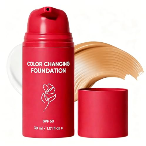 Korean Color Changing Foundation mit LSF 50, Foundation für Reife Haut | Foundation für Reife Haut ab 40, Automatische Farbanpassung,Verbirgt Falten & Linien, Feuchtigkeitsspendend, Leicht