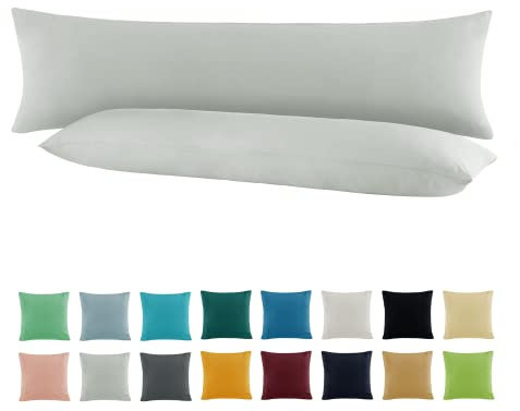 SHC by BaSaTex 2er Pack Jersey Kissenbezüge Kissenhüllen | Kopfkissenbezug aus 100% Baumwolle | 40x145 cm Seitenschläfer Kissenbezug | Farbe Silber
