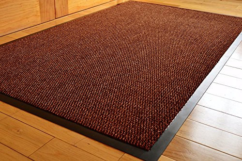 TrendMakers DOOR MATS BIG EXTRA LARGE BROWN AND BLACK BARRIER MAT RUBBER EDGED HEAVY DUTY NON SLIP KITCHEN ENTRANCE HALL RUNNER RUG MATS 120X180CM (6X4FT) | POLYPROPYLENE PILE