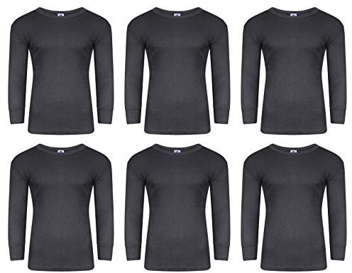 6 x Mens Thermal Long Johns Top Bottom Underwear Trousers T Shirt Set S M L XL (Grey Full Sleeve, L)
