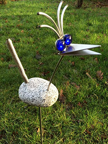 Edelstahl Vogel/Garten Skulptur 70cm Granitvogel V2A