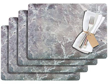 Westmark Tischsets/Platzsets, 4 Stück, 43,5 x 30 cm, PET, Grau, Saleen Edition: Marmor