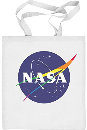 LGBT Nasa Logo in Regenbogen Farben Jutebeutel Baumwolltasche One Size Weiß
