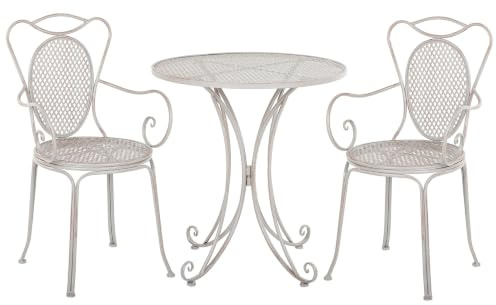Beliani Bistro Set Klappbar Hellgrau Eisen für 2 Personen Garten Balkonset | Metall, Grau, Für den Außenbereich, 71 x 71 x 75 cm, Schmutzbeständig