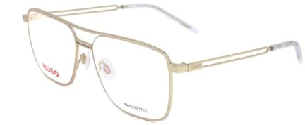 HUGO Rechteckig Metall Brillen in Gold für Herren, Brille mit Sehstärke, optional mit Sonnenbrillen tönung oder Blaulichtfilter (Modell Hg 1145)