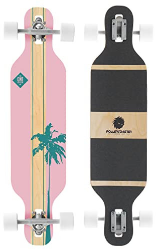 RollerCoaster Longboards Drop-Through The ONE Edition: Feathers, Palms, Stripes (Palms: rosa)