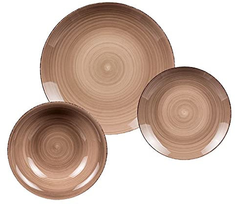 Servizio di Piatti da Tavola in Ceramica Tortora 6 Persone 18 Pezzi