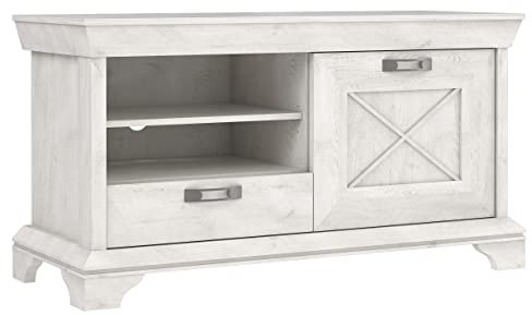 Newroom TV Lowboard Pinie Weiß TV Schrank Modern Landhaus - 122,7x66,6x48,2 cm (BxHxT) - Fernsehtisch TV Board Rack - [Lucy.one] Wohnzimmer Wohnstube Büro