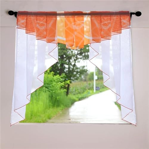 Devola Transparent Voile Bistrogardinen Kuvert Scheibengardine Balkongardine Tür Gardine Modern Dekoration Vorhänge Kurzstores BxH 100x100cm Orange Stangendurchzug 1er Pack