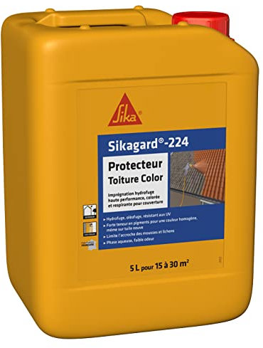 SIKA 224 Protector de techo Color, Impregnación repelente al agua de alto rendimiento, colorido y transpirable para cubierta, gris pizarra, 5L 707184