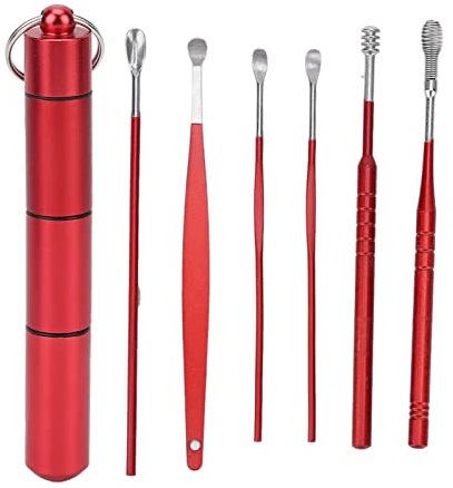 Sonew Lot de 6 Cure-oreilles, Dissolvant de Curette de Cérumen Rouge pour Enfants Adultes, Outil de Nettoyage de Cuillère D'oreille pour Salon de Beauté à Domicile