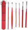 Sonew Lot de 6 Cure-oreilles, Dissolvant de Curette de Cérumen Rouge pour Enfants Adultes, Outil de Nettoyage de Cuillère D'oreille pour Salon de Beauté à Domicile