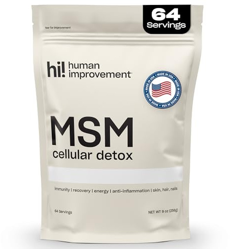 Pure MSM Powder | Organic Sulfur Powder for Skin, Hair, and Nails | Cellular Detox, Joint Health, Immune Boost, & Increased Energy | 99.9% Pure MSM Supplement | Made in the USA, 0g Sugar (64 Servings)
