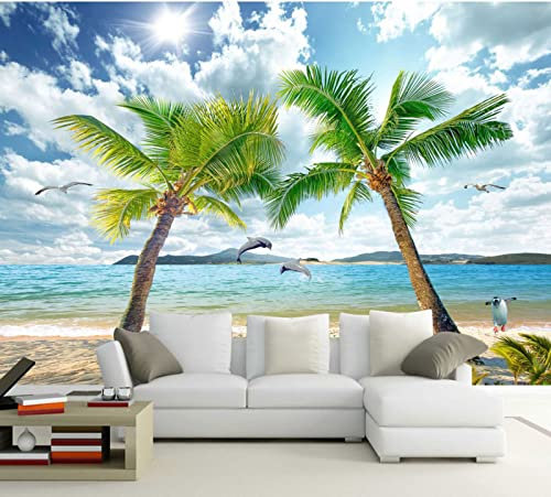3D-Foto-Sommerstrand 8D-Tapete für Wohnzimmer,Schlafzimmer,Wandbilder,Freizeit,Meer,Tapeten,Zuhause,8D-Dekor