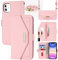 Cavor Coque Compatible avec iPhone 11 Etui avec Cordon,Flip Portefeuille Étui Cuir,[5 Porte Cartes][Miroir][Magnétique][Réglable Collier] Housse - Rose