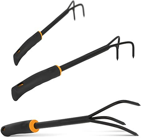 Kleingrubber Grubber Handgrubber Blumenkralle 3 Zinken Gartenkralle Unkrautkralle Rutschfester Ergonomischer Griff Arbeitsbreite 7,5 cm Gartenwerkzeuge Lockern Lüften des Bodens Gartenhelfer