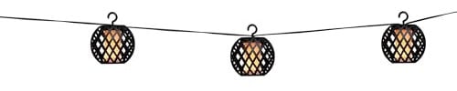 Grundig Solar Lichterkette - Gartenleuchte 8 LED Laternen - 12 Lumen - LED mit Flammeneffekt - Inkl. Solarpanel - Batterielebensdauer 8-6 Stunden - Schwarz