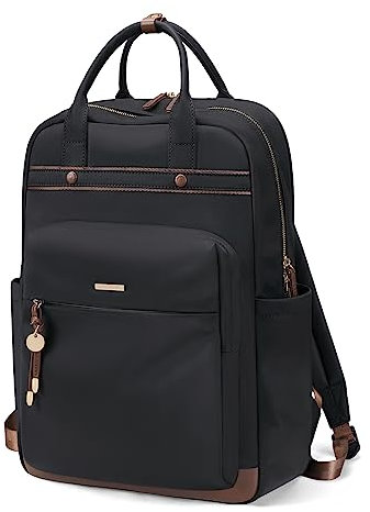 GOLF QUALITY Laptop Rucksack Damen Elegant 15.6 Zoll Rucksack Schulrucksack Groß Frauen mit Laptopfach Backpack Casual 16.2L Daypacks für Uni Schule Reise Arbeit Schwarz