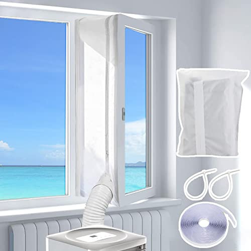TAPT Sellado de Ventana de Aire Acondicionado, 400cm Kit de Ventana para Aire Acondicionado Portátil, Cubierta Aislante para Ventanas para Aparatos de Aire Acondicionado Portátiles y Secadoras