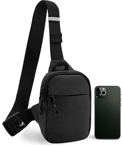 Sling Chest Crossbody Bag, Brusttasche Herren mit Verstellbarem Schultergurt, Wasserdicht Brusttasche Umhängetasche Männer und Frauen Schultertasche für Reise, Wandern, Radfahren, Laufen Schwarz