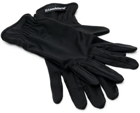 Leuchtturm Münzhandschuhe aus Mikrofaser, Größe S, 1 Paar, Schwarz
